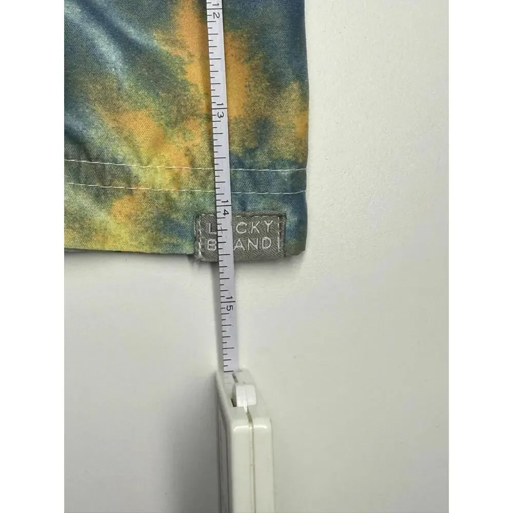 Lucky‎ Brand Swim Trunks Boys 8 Tie Dye Blue Mesh Lined Drawstring Elastic Waist